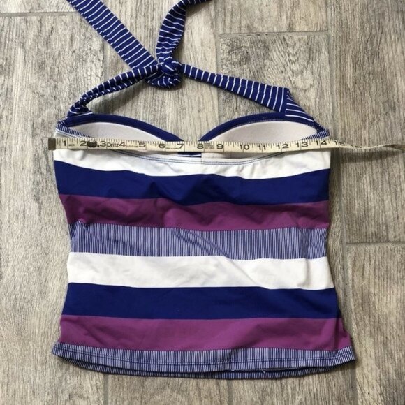 Tommy Bahama Blue Pink Stripe Halter Tankini S Rare - Picture 5 of 12